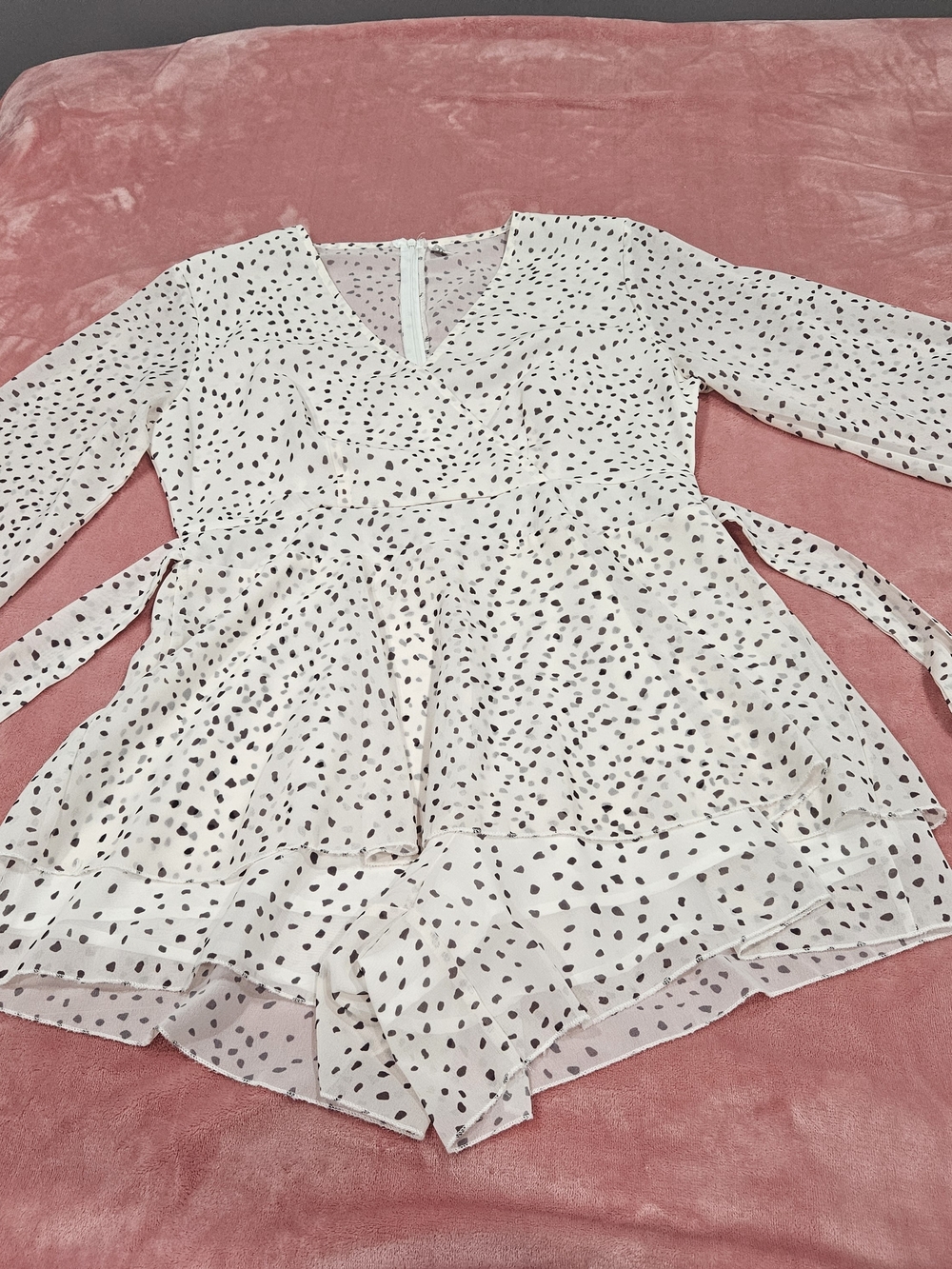 Fantasie Ivory and Black Polka Dot Long-Sleeve Romper
